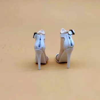 1/6 Мащаб Бяла модел обувки на висок ток за момичета с крака, подходяща за 12 инча, бледо-цветен фигурка, подвижни крака, играчки за кукли