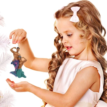 1 БР., Коледна Кукла-Русалка, Окачване, Мъжки Медальон във формата на Русалки, Коледна Елха, Коледен Фестивал, Парти за Домашен Декор
