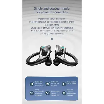 1 Чифт Tws Безжична Bluetooth-съвместима Слушалка на Ухото на куката Цифров Дисплей със Сензорно управление на Слушалките с шумопотискане