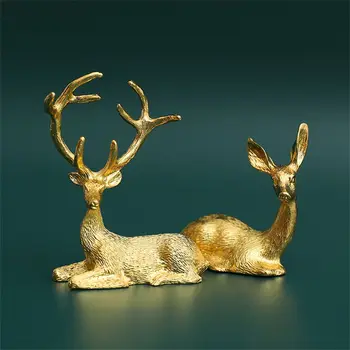 1 Чифт Подарък Златни Настолни Бижута От Желязо Ръчно Изработени Скандинавски Модел На Статуята На Лос, Елен Реколта Художествена Статуетка