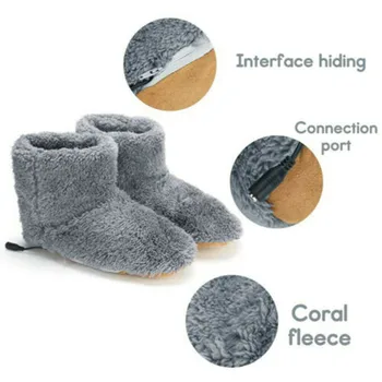 1 чифт Топли Зимни Снежни Обувки, Мека USB зареждане, Моющаяся Удобен Плюшен Обувки с Електрически Нагревател, Дамски и Мъжки Обувки за краката