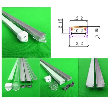 10-40 бр 1 м 40 см алуминиев профил за led ленти, млечен / прозрачен калъф за лента 12 мм 5050 5630 с арматура