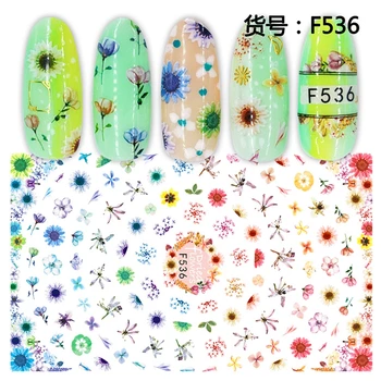 10 Листа Лот 3D Супер Тънки Стикери За Нокти Съвети Дизайн Ноктите на Самозалепващи Етикети на Ноктите Инструмент за Декорация Цвете Стикери За Нокти F535-44