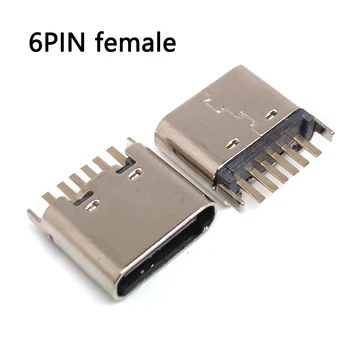 10 бр./лот, 6-пинов конектор SMT, конектор Micro USB Type C 3,1, Женски настаняване, SMD DIP, За дизайн на печатната платка, PD, висока сила на тока, бързо зареждане
