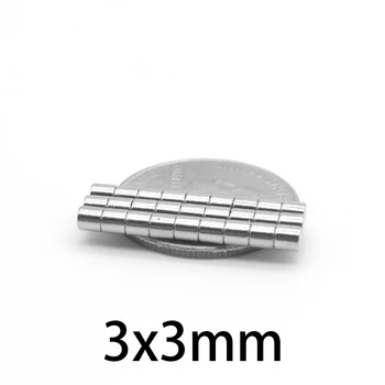 100 ~ 3000 бр 3x3 mm Неодимовый магнит с Диаметър 3x3 мини Малки Кръгли Магнити 3 мм * 3 мм Постоянен NdFeB Супер Силни Мощни магнити 3 * 3 мм
