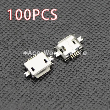100шт 5pin Женски конектор Micro USB, SMD 2 фиксирани крачета, широко се използват в таблети, телефони и PDA устройства