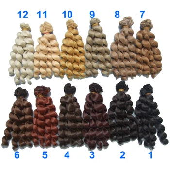 15 см брюнетка, блондинка черен кафяв естествен цвят къдрава резултати при висока температура тъканни художествени куклени коса за 1/3 1/4 1/6 BJD SD