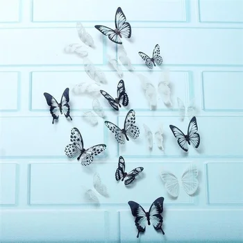 18 Броя 3D Моделиране Пеперуди Стерео Стикери За Стена, Кристално Прозрачни Насекоми, Животни Модел Декор Етикети Домашни Тапети