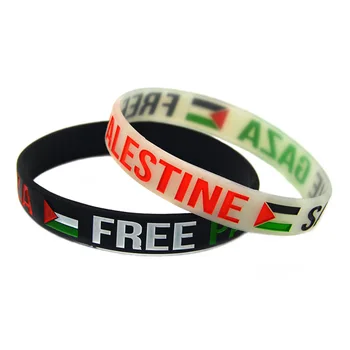 1БР Запазване на Газа Безплатно Палестина Флаг Лого Силиконов Маншет за Възрастни Размер