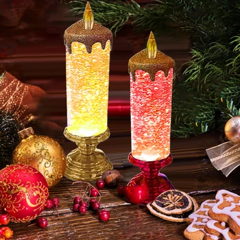 1бр Коледна Цветна Мечта Кристален Led Свещ Блясък Беспламенные Свещи 7 Цвята Променя Романтична Светлина Вечерни Начало Декор