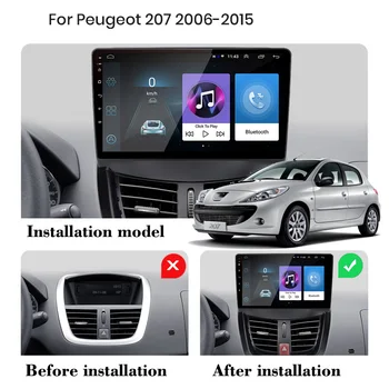 2 din Android радио авто мултимедиен плейър, безжичен Carplay Авто GPS, Wi Fi За Peugeot 207 CC 207CC 2006 2007 2008 2009-