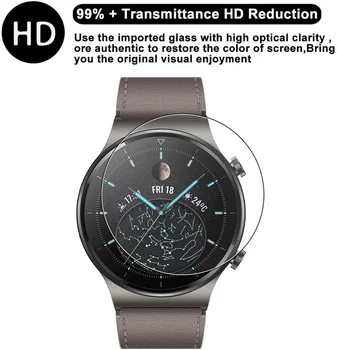 2 бр. Защитно Фолио От Закалено Стъкло За Huawei Watch gt 2 pro със Защита От надраскване, Прозрачен Защитен Капак 9H LTE 2.5 D с Кръгла Ръба