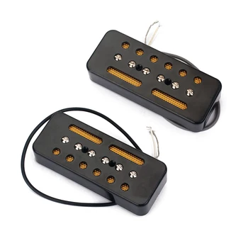 2 елемента Черен Сапун Блок Звукосниматели за електрическа китара Les Paul P90 Лешояд + Мост