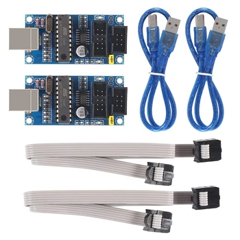 2 комплекта USBtiny USBtinyISP AVR ISP Програмист Downloader За Arduino R3 Meag2560 С 10-пинов Кабел за Програмиране
