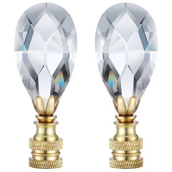 2 опаковки Каплевидная прозрачен кристален лампа, украса за лампи с абажуром, с полирана месингова основа, Прозрачна, 2-3/4 инча