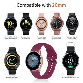 20 мм Силикон Каишка за Samsung Galaxy Watch 3 40 мм и 46 мм Active 2 Каишка за Часовник Гривна Каишка за Galaxy Watch 4 Huawei Amazfit Gt 2