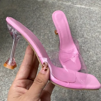 2022 Дамски обувки в Европа и САЩ, Нови чехли на висок ток с рибено уста, женски обикновена сандали, чехли