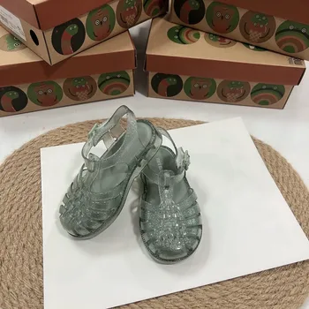 2022 Лятна детски обувки Mini Мелиса, детски Сандали в Римски Стил, ефирни плажни обувки от PVC За Момичета, блестящи Сандали за Момчета, Аромат