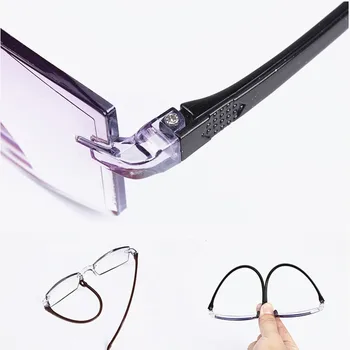 2022 Мъжки И Дамски Очила За четене Без Рамки, Анти-Синя Светлина, Бифокални Очила с Далечни съседа Увеличение, Очила за Далекогледство + 150 + 200