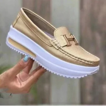 2022 Нови Удобни дамски обувки на платформа, Модерни Ежедневни малки бели обувки с дантела, увеличаване на растежа, дамски обувки вулканизированная