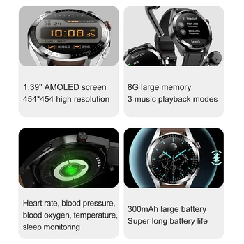 2022 Смарт Часовници Мъжки AMOLED HD на цял екран Bluetooth Предизвикателство Водоустойчив Умни Часовници Дамски 8G Памет relogio inteligente dt7 max