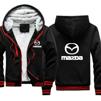 2022 зимна Мода за Мъже hoody с Качулка Mazda Car Лого Принт Памук, кадифе удебеляване на Мъжко яке с качулка