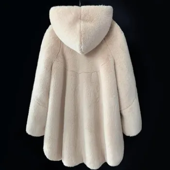 2022 нова симулация кадифе дамски норковая палто, от цели кожи дупки със средна дължина, с капак от кожа на норка дамски
