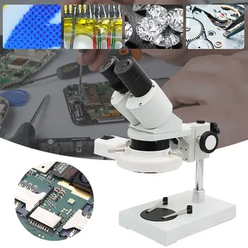 20X 40X Промишлен Стереомикроскоп с Подсветка, Инструмент за Ремонт на Запояване, Инструмент за Ремонт на Часовници на Мобилен Телефон, Проверка на печатни платки
