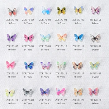 20pcs 3D Акрилни Окачване За Дизайн на Ноктите С Пеперуди, Кавайные Цветни Кристали За Дизайн на Ноктите С Пеперуди За Професионалисти, Декорации За Маникюр