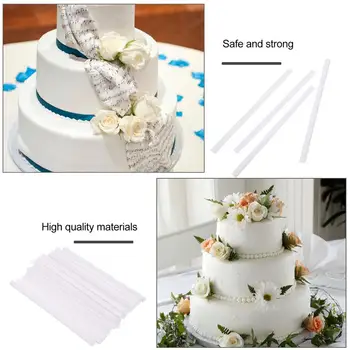 24шт Пластмасови Контакти За Торта Пръти, използвани За Подкрепа на Тортата Пръти, използвани За Подреждане на Сламки за Торта (Бяла)