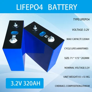 3.2 В 320AH клетки АБСОЛЮТНО НОВА 48 Lifepo4 320AH батерия 310AH Клас A 12 В 24 В Акумулаторна батерия ЕС, САЩ, Без данъци С Шинопроводами