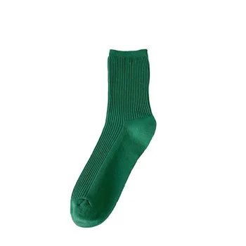 3 чифта женски памучни чорапи, 3 чифта/лот, дамски Чорапи в ивицата зелената серия, женски сладки Чорапи за момичета, абсорбиращи потта, Дезодорант