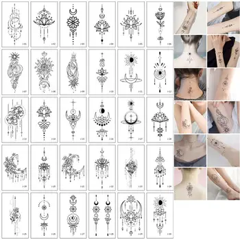 30шт Малки Пресни Геометрични Татуировки Етикети Персонализирани Модна Линия Моделиране Татуировки Етикети Пръст Шията Ръка Татуировка Стикер