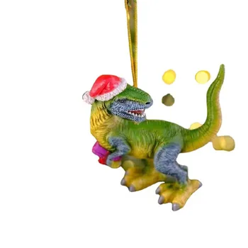 3D Коледна Висулка С Динозавром, Мультяшное Животно, Коледна Шапка, Смола, Коледна Елха, Украса, Коледни Играчки за деца, Подарък, Домашен Декор