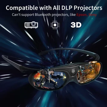 3D Очила с активен Затвор BOBLOV DLP-Link USB Blue, Съвместими с BenQ W1070 W700 3D Очила за проектор Dell за DLP Проектор
