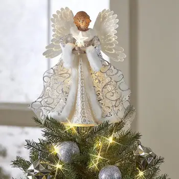 3D Стои Ангел, Коледно Дърво за Украса Златната Светлина на Топ Звездата от Дърво на Дърво Ангел Коледа Led Празник Нагоре Декорация Декор E6Y7