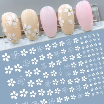 4 бр. залепващи Бяла Сакура 3D Стикер За Нокти, стикери от фолио за декорация за нокти, стикери, дизайнерски аксесоари за маникюр нови постъпления