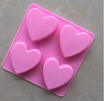4 дори с форма на сърце ръчно изработени сапуни мухъл силиконова форма на любов форма на украса на тортата инструменти