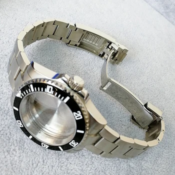 40 мм неорганичен корпус с фитил аксесоари сапфирен кристал, без увеличително стъкло, плъзгащи заключване на безопасно сгъваема обтегач верига за часовници за мъже