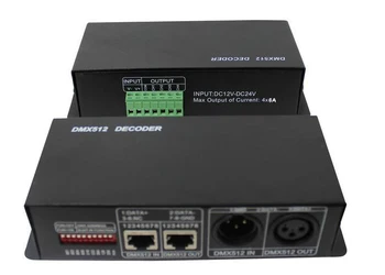 4CH DC12-24V RGBW DMX 512 Декодер led контролер, RGB LED DMX512 декодер 4 канала * 8A, 384 W/768 W, Безплатна доставка