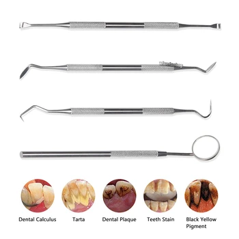 4шт Професионален Набор от Стоматологични Инструменти От Неръждаема Стомана Избелване на Зъбите Зъболекар, Почистване на Зъбите Хигиена Изследовател Сонда Кука Грижи За Устната Кухина
