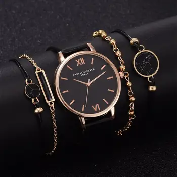 5 stücke Set Top Stil Mode frauen Luxus business analyst procure to pay Band Аналогов Quarz Armbanduhr Damen Uhr Frauen Kleid Reloj Mujer schwarz Uhr