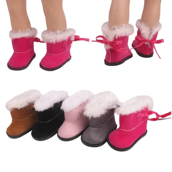 5 Цвята Зимни Плюшени ботуши с лък, стоп-моушън обувки, подходяща за 18-инчовата американската момичета, стоп-моушън дрехи и аксесоари