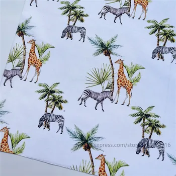 50x110 cm Имитация на кокосовата палма зебра жираф Памучен Плат САМ Плат Мозайка Шиене С Принтом Детски Поли облекло Квилтинг