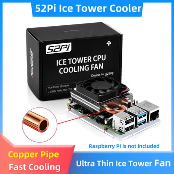 52Pi Нов ултра тънък Лед Кула Охладител, Вентилатор за Охлаждане на Процесора Радиатор и Радиатор за Raspberry Pi 4 Модел B