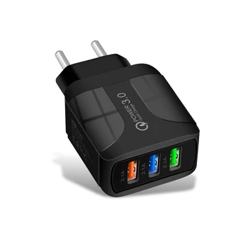 5V 2.4 A 3 Порта USB Smart QC 3.0 Светоизлучающая Такса За Битови Пътуване Монтиране на Зарядно за телефон