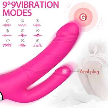 AV Вибратор Заек Стимулатор на Клитора и G-точката Двойна Двигател Секс-Играчки За Възрастни, Жени USB Зареждане на Влагалището на Жена Мастурбатор Вибратори