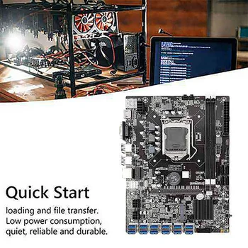 B75 12 Карта на БТК дънна Платка за майнинга Процесор + вентилатор + термопаста + Кабел SATA 12 USB3.0 За PCIE Слот GPU, LGA1155 DDR3 Оперативна памет SATA3.0