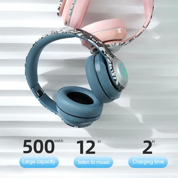 Bluetooth5.0 Безжични слушалки с микрофон RGB light Дълбок бас Bluetooth слушалка За деца Възрастен Костюм За Xiaomi iPhone Samsung