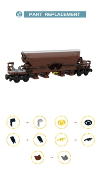 BuildMoc Кафяв Вагон Товарен Влак, Кола Строителни Блокове, Определени За 10277 Релсови Пътища Кола Тухли Играчка За Деца, Подарък За Рожден Ден